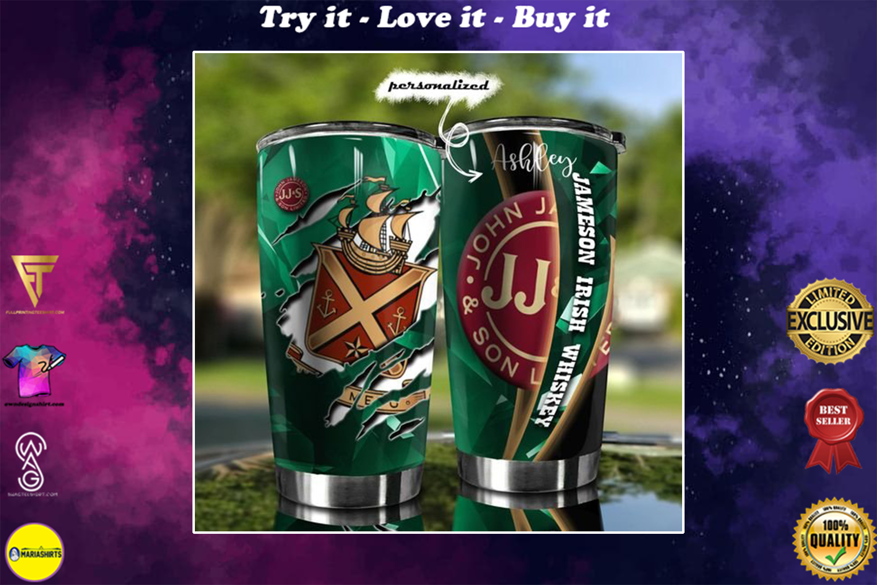 [special edition] custom name jameson irish whiskey tumbler – maria