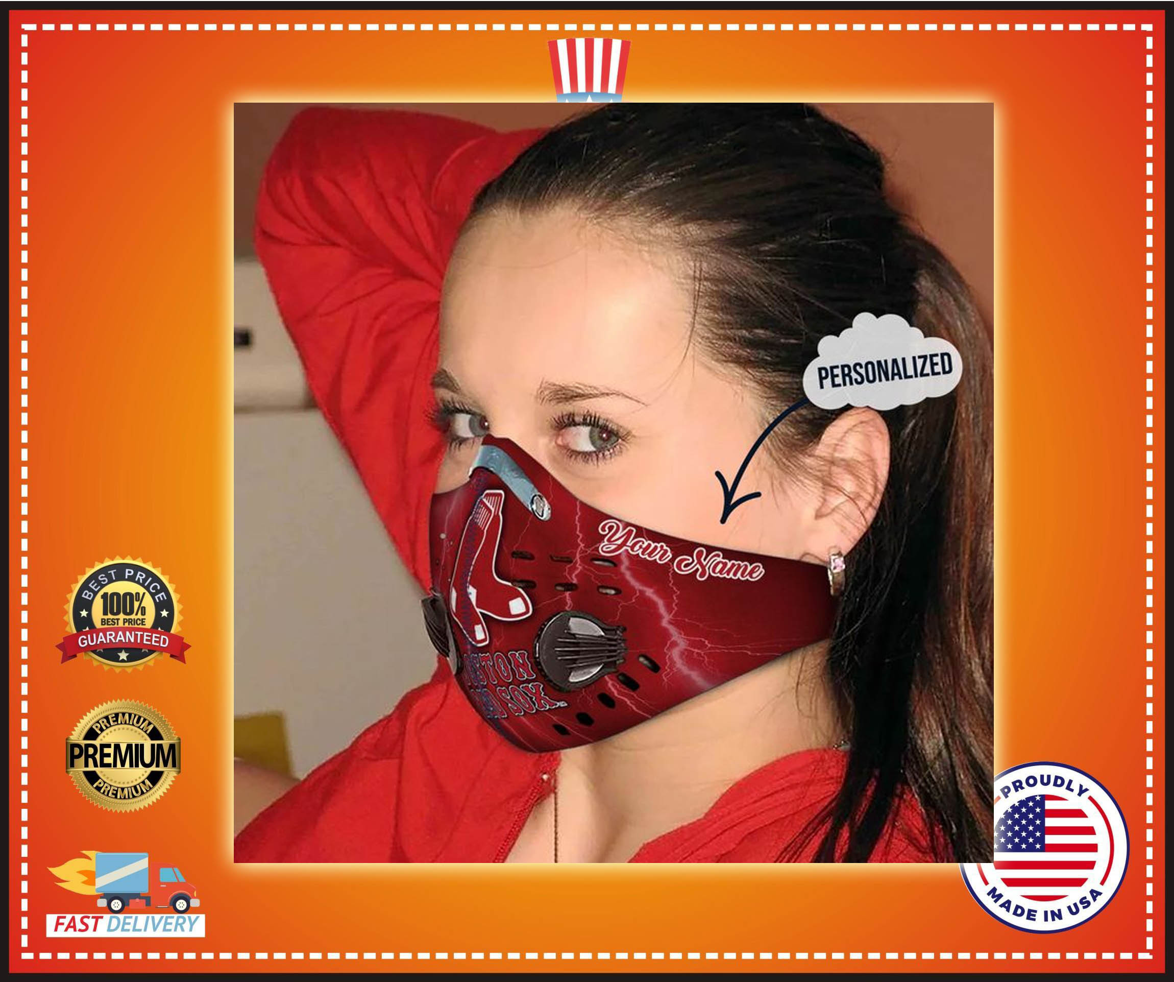 Boston Red Sox custom Personalized name filter face mask 2