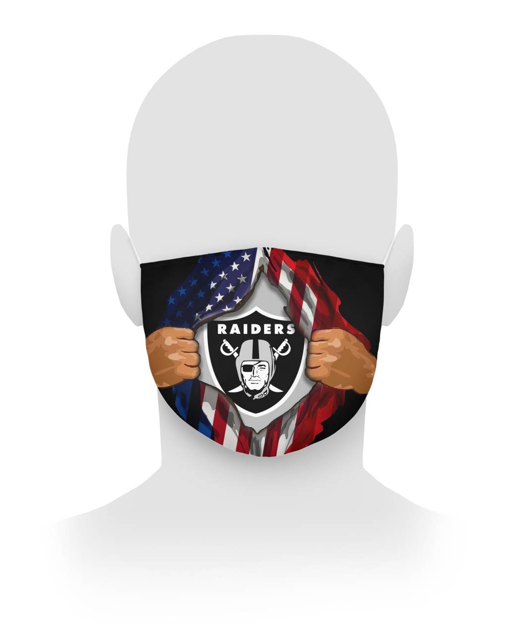 Raiders inside me american flag face mask - detail