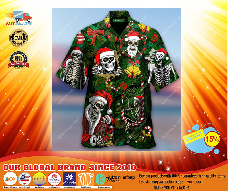 Skeleton Santa Clause hawaiian shirt3