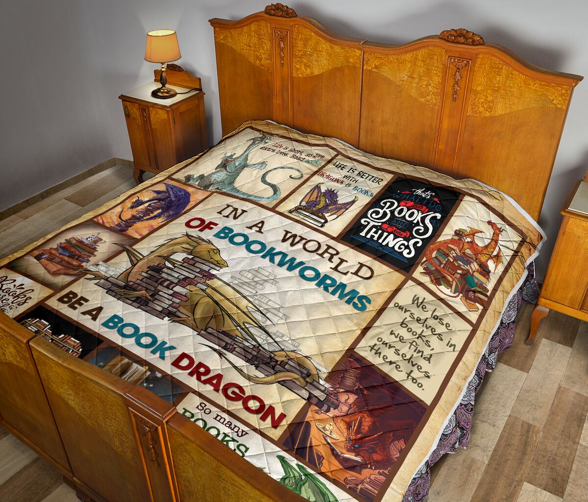 In A World Of Bookworms Be A Book Dragon Quilt 1