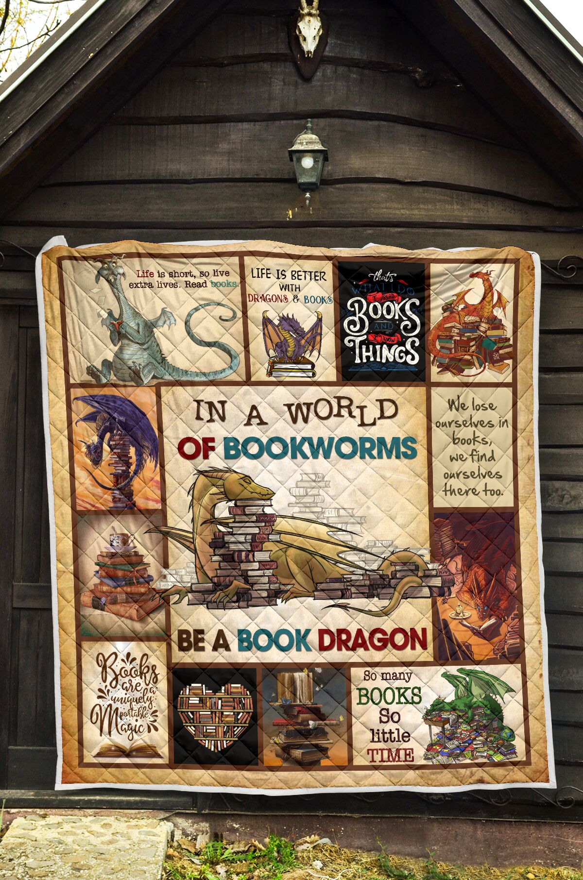 In A World Of Bookworms Be A Book Dragon Quilt 2