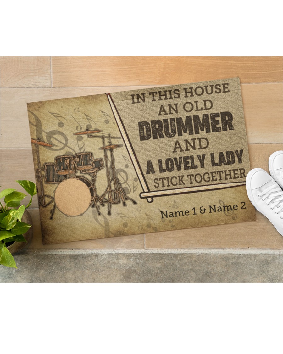 In this house an old drummer and a lovely lady stick together doormat 3