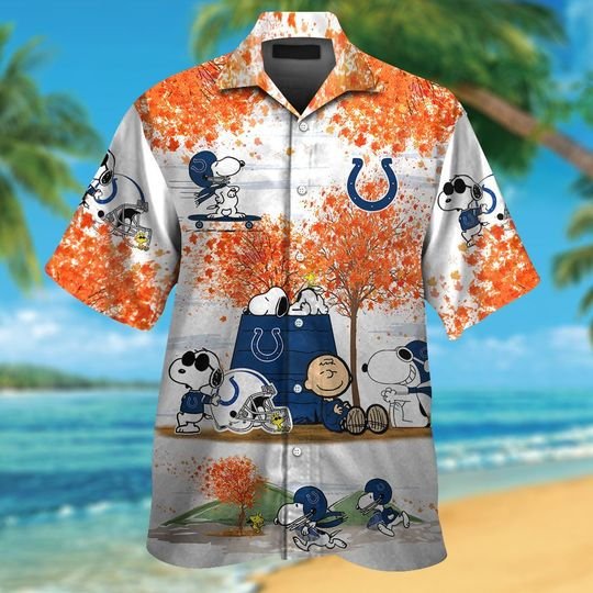 Indianapolis Colts The Peanuts Snoopy autumn hawaiian shirt,short -BBS