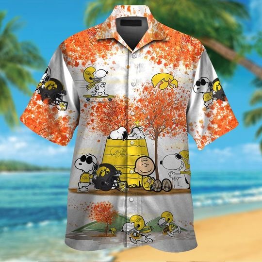 Iowa hawkeyes The Peanuts Snoopy autumn hawaiian shirt,short -BBS