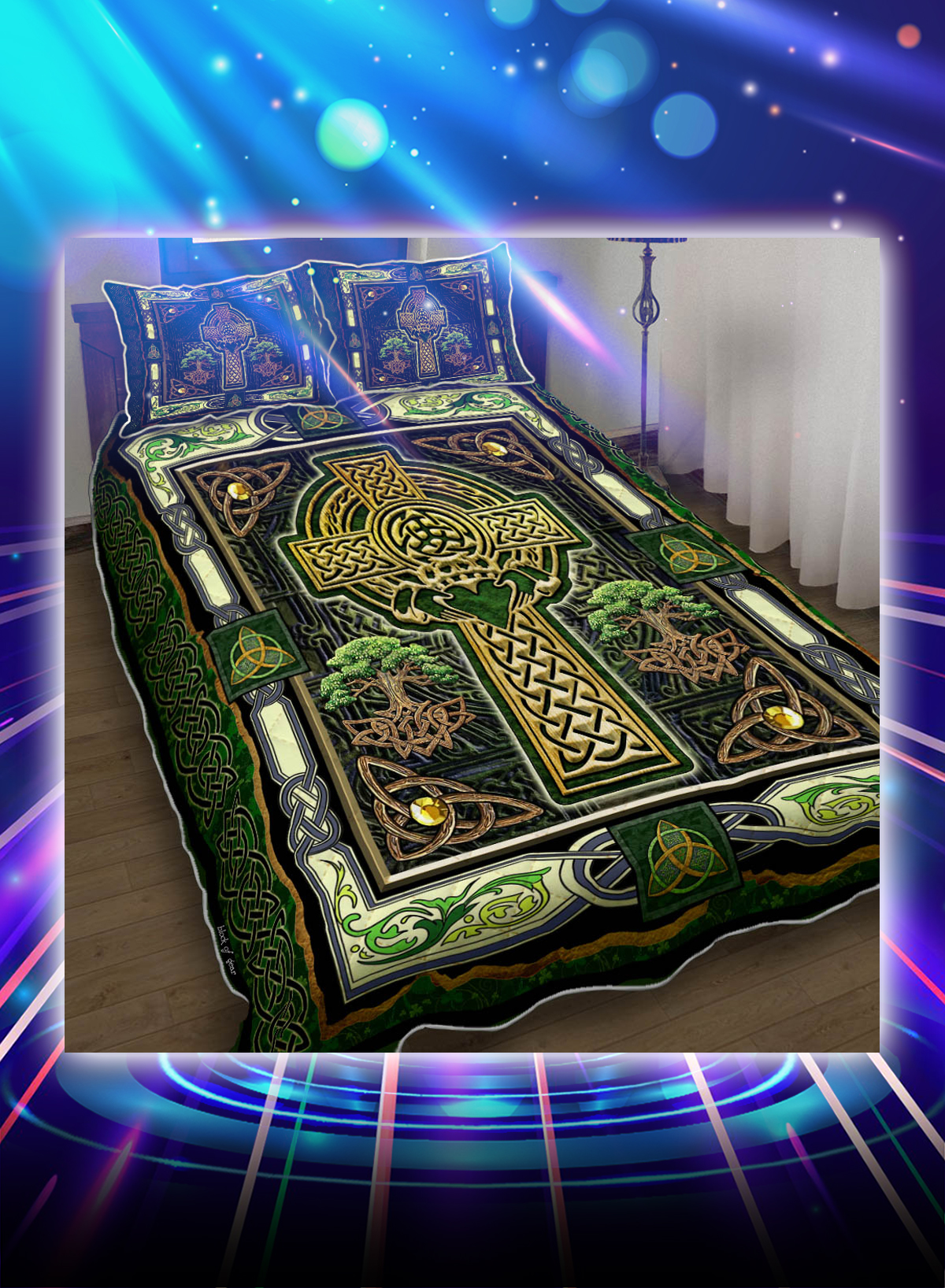 Irish Celtic cross bed set - Picture 1