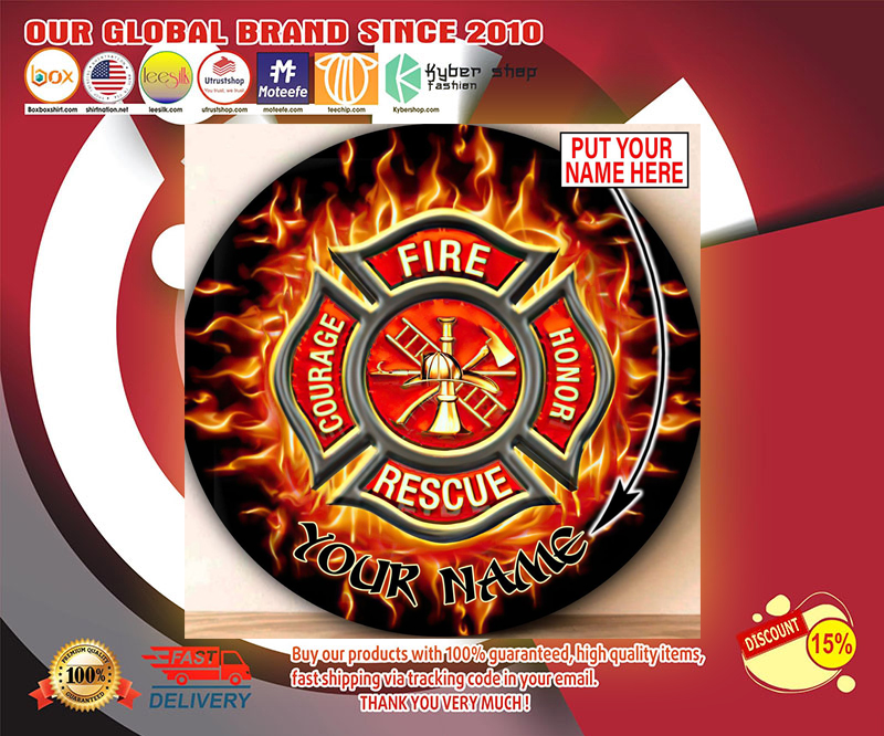 Firefighter Circle Round Rug Custom personalized name 3