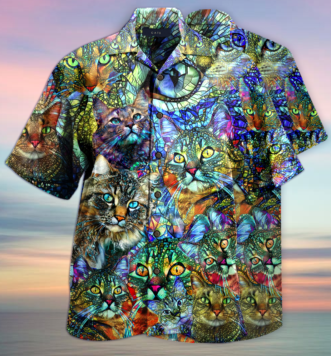 Amazing kaleidoscope cat unisex hawaiian shirt