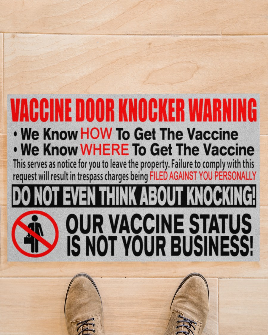 Vaccine door knocker warning doormat 1