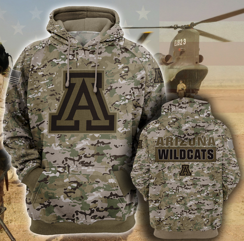 Army camo Arizona Wildcats all over printed 3D hoodie – dnstyles