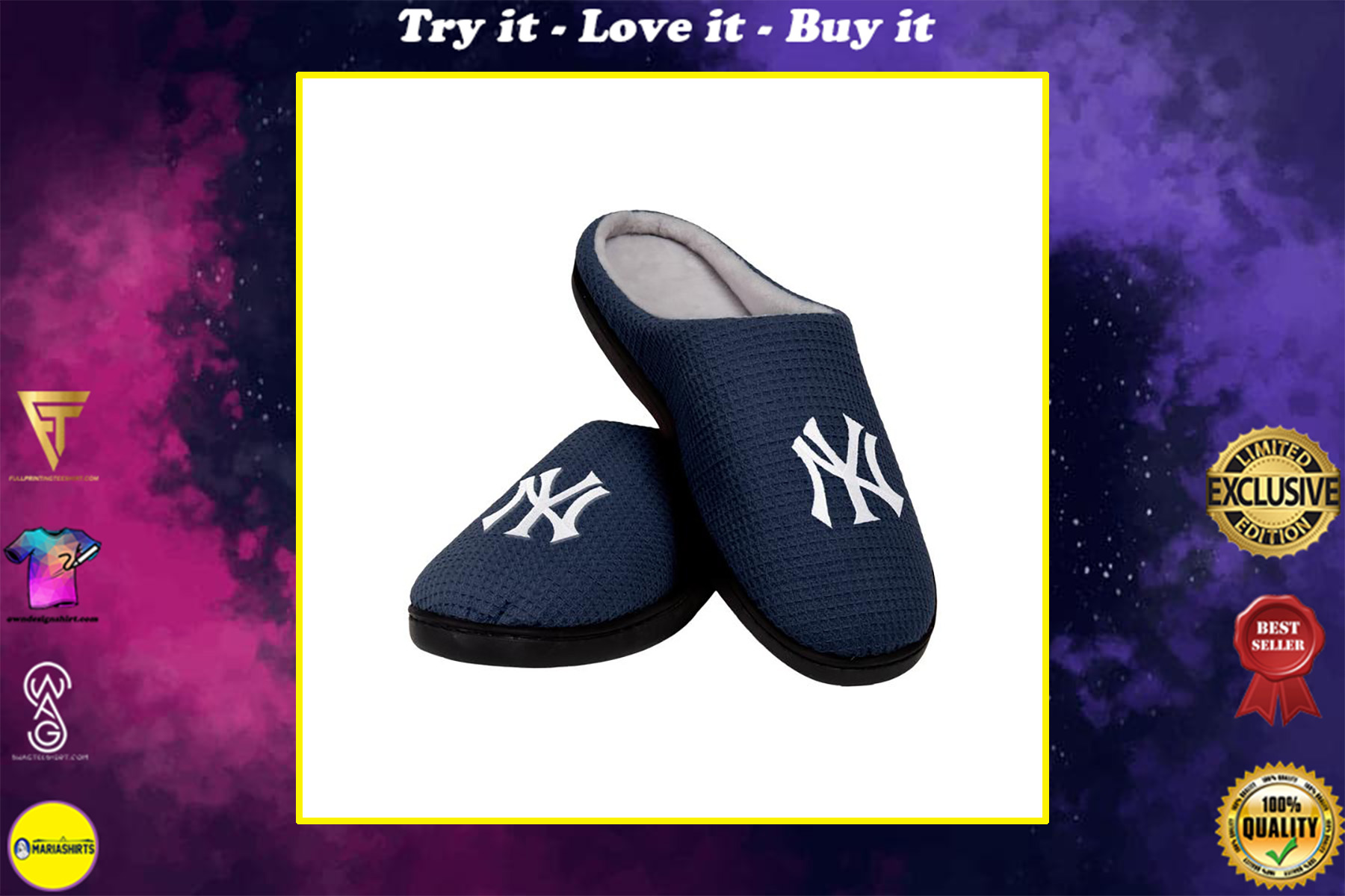 major league baseball new york yankees full over printed slippers