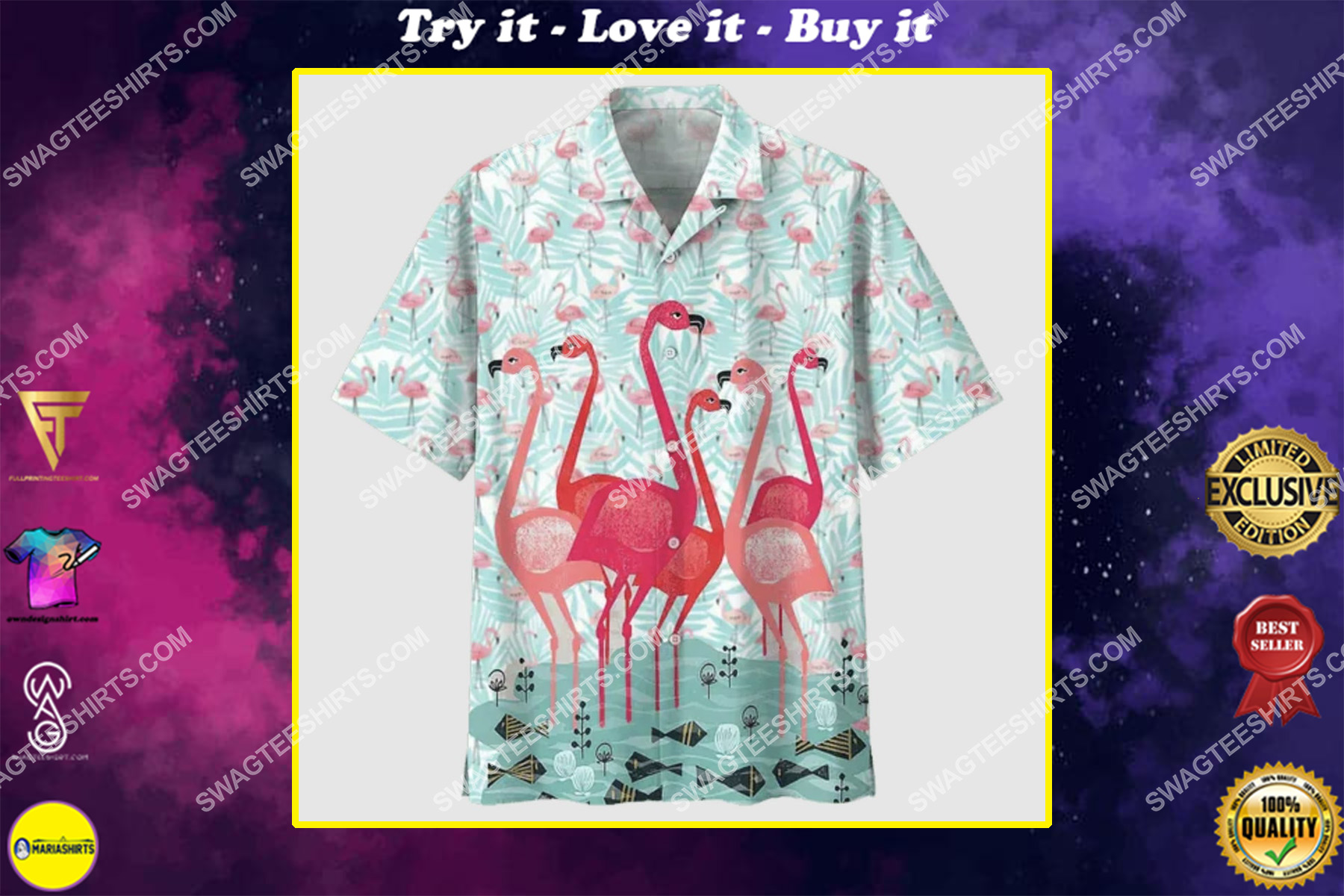 [special edition] Tropical summer vibe flamingo all over print hawaiian shirt – Maria