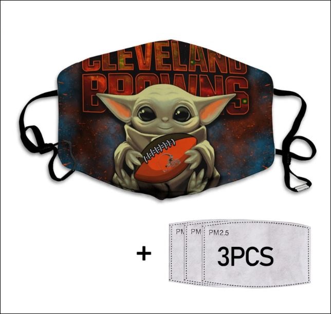 Baby Yoda hug Cleveland Browns face mask