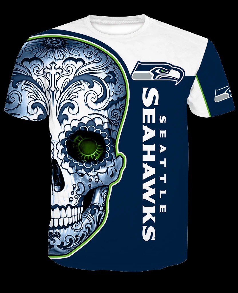 Seattle Seahawks skull 3d full over print shirt