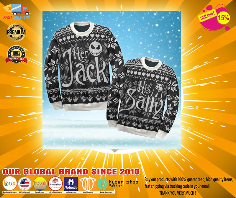 Jack Skellington and Sally ugly Christmas sweater4