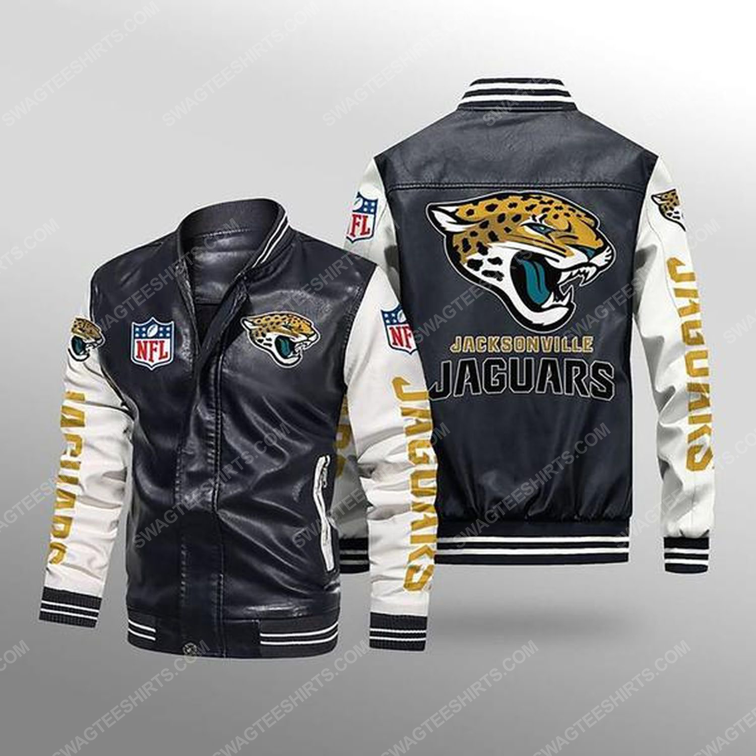 [special edition] Jacksonville jaguars all over print leather bomber jacket – maria