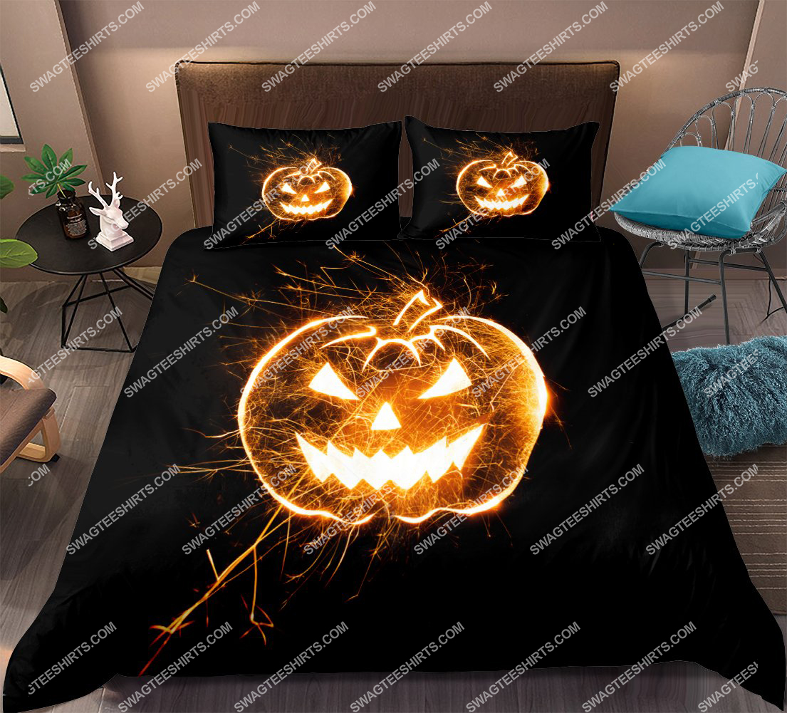 [special edition] Jack o lantern pumpkin in the halloween night full printing bedding set – maria