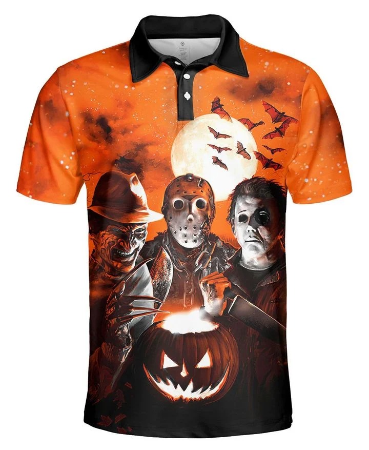 Michael Myers Freddy Krueger Jason Voorhees Horror Night 3d polo shirt