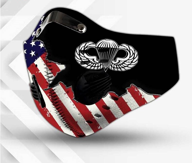 Paratrooper american flag filter activated carbon face mask