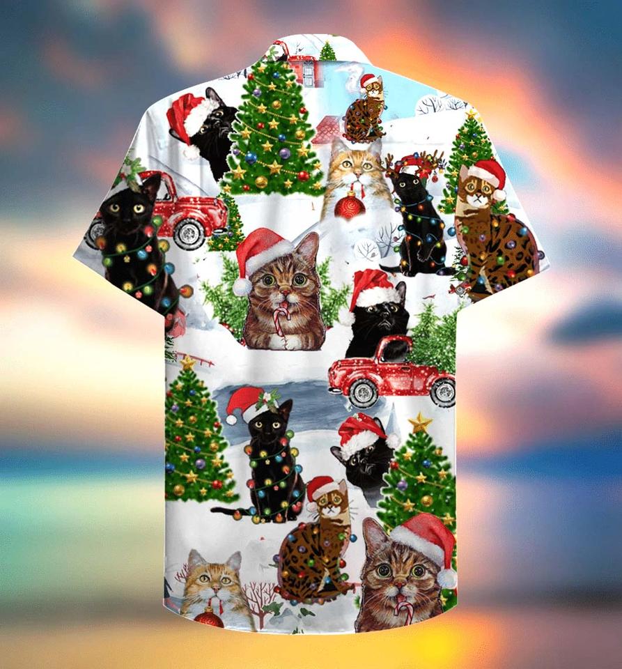 Cat Christmas Santa hawaiian shirt2