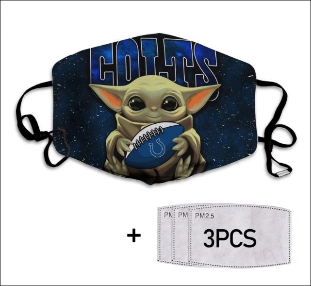 Baby Yoda hug Indianapolis Colts face mask