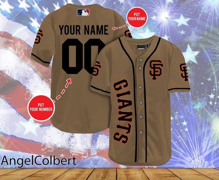 San Francisco Giants Personalized Name And Number Baseball Jersey Shirt - Yellow