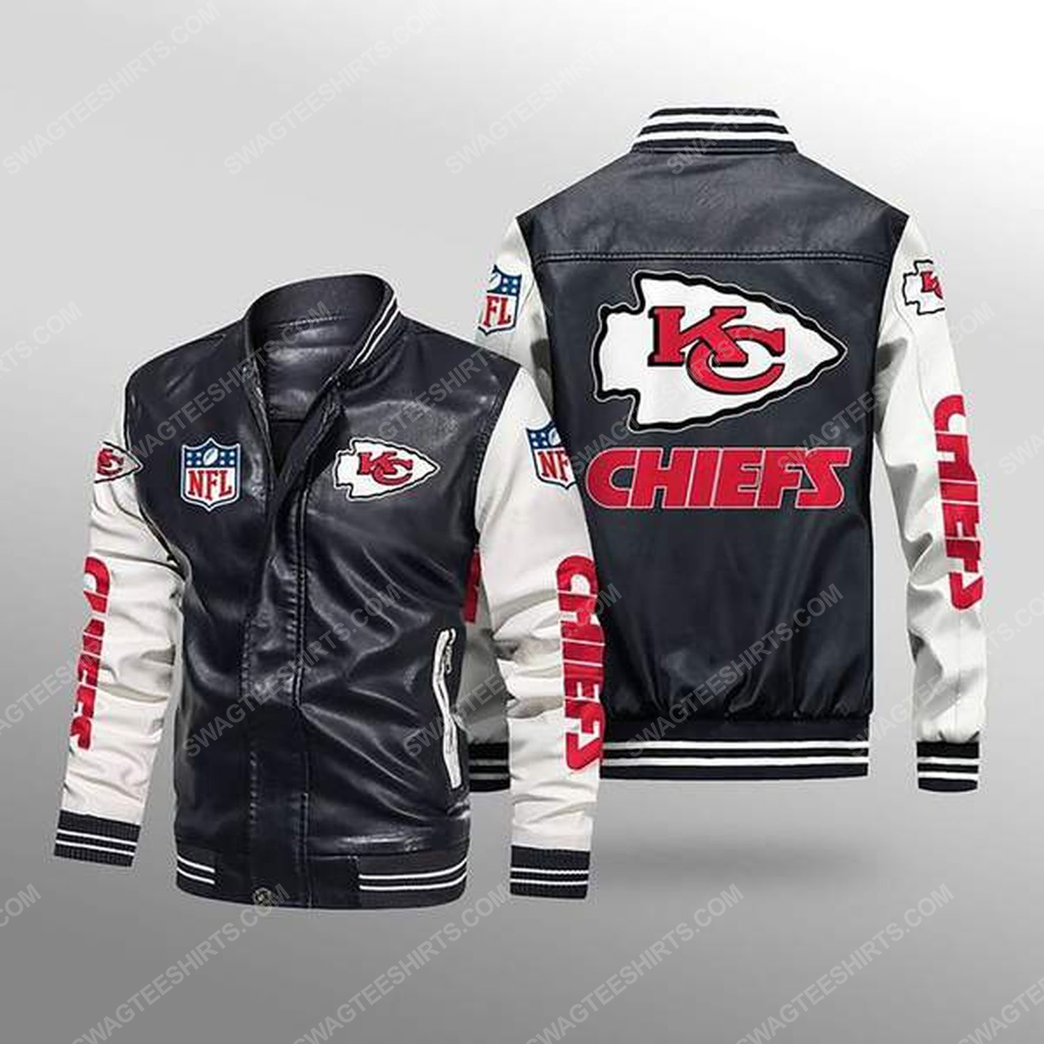 [special edition] Kansas city chiefs all over print leather bomber jacket – maria