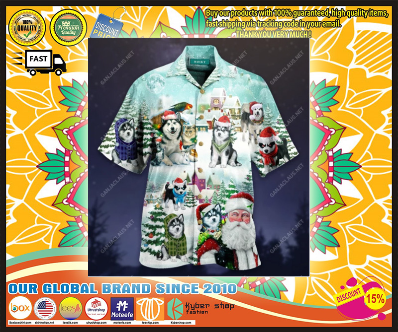 Merry Husky Christmas Unisex Hawaiian Shirt 3
