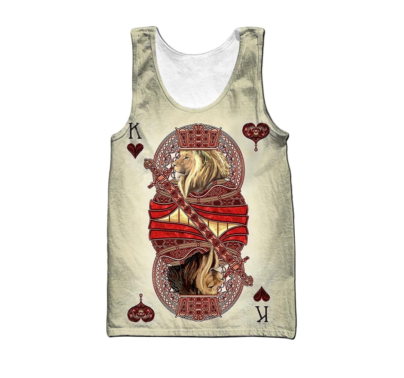 King hearts lion poker all over printed 3d tank top