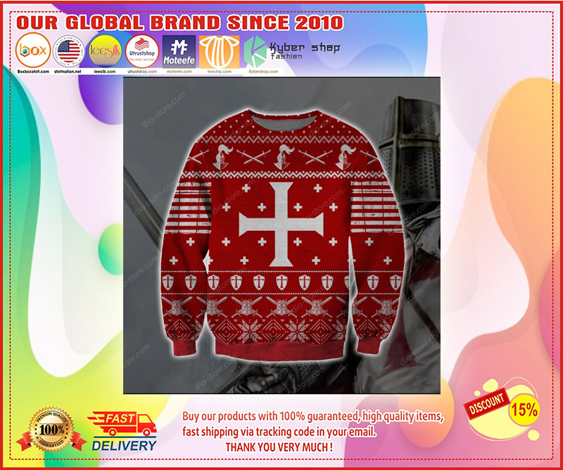 Knights templar ugly christmas sweater 4
