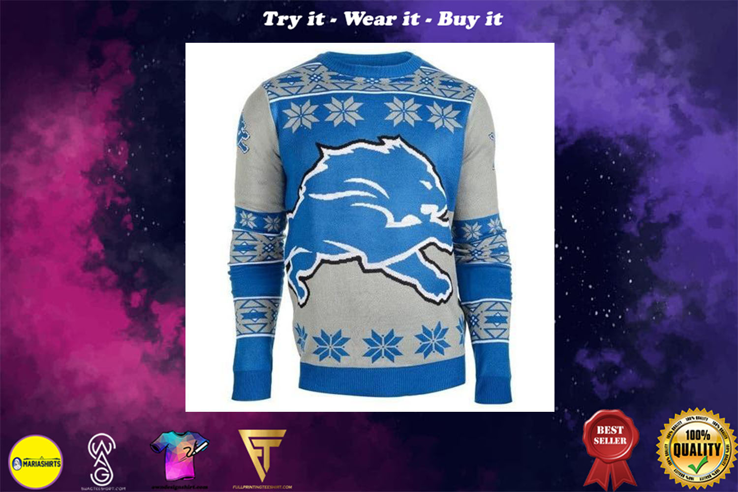 [special edition] detroit lions national football league ugly christmas sweater – maria
