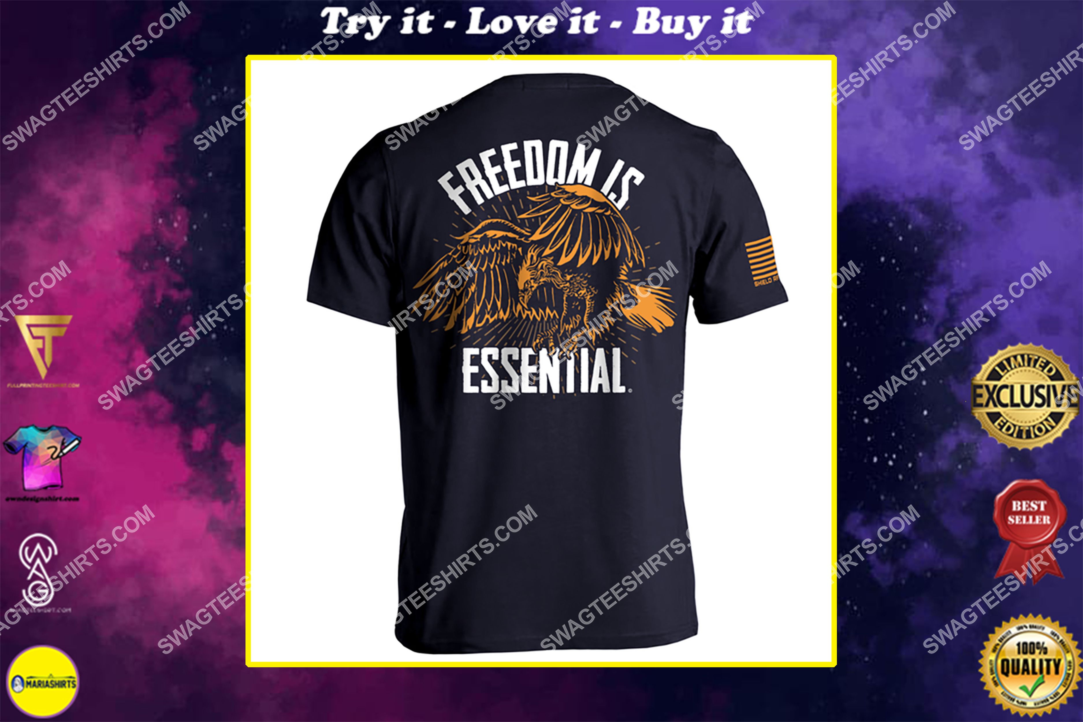 [special edition] freedom is essential eagle vintage style political shirt – maria