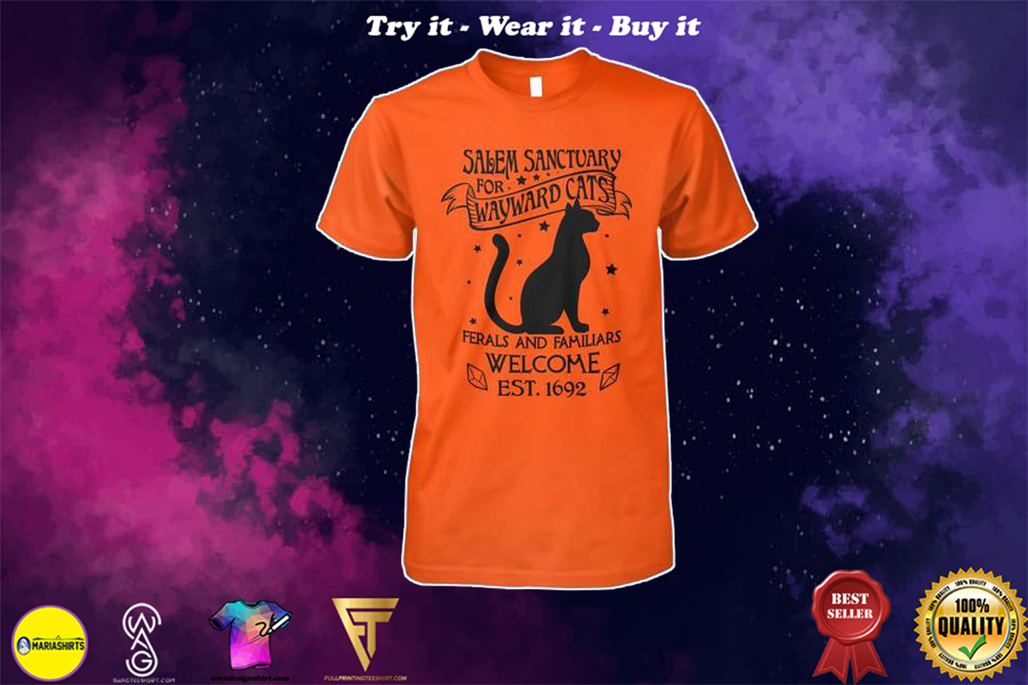 halloween salem sanctuary for wayward cats ferals and familiars welcome est 1692 shirt