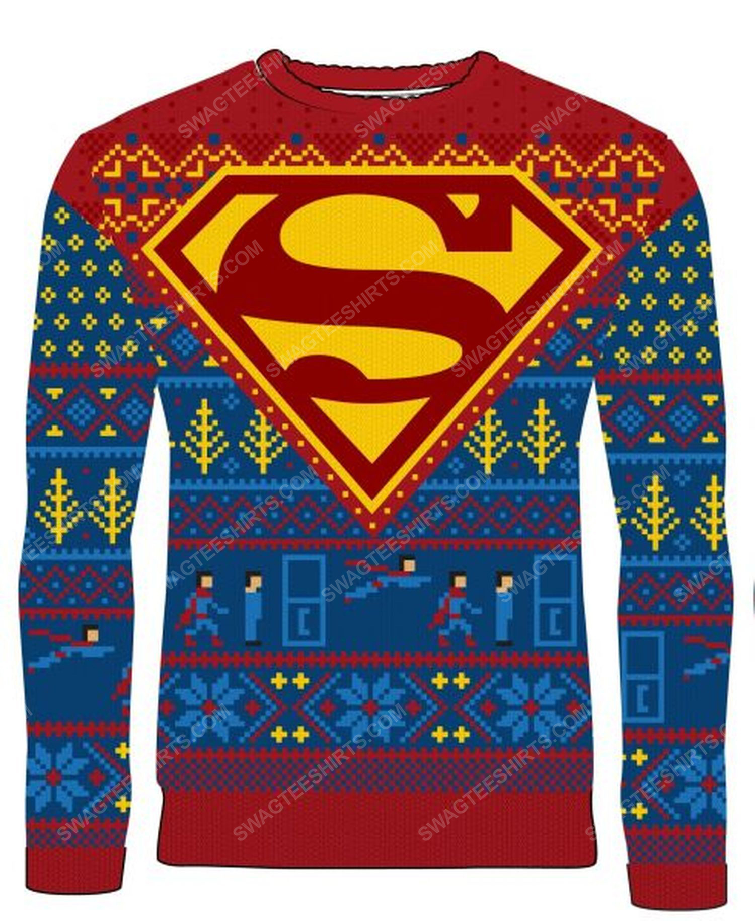 [special edition] Christmas holiday dc comic superman full print ugly christmas sweater – maria