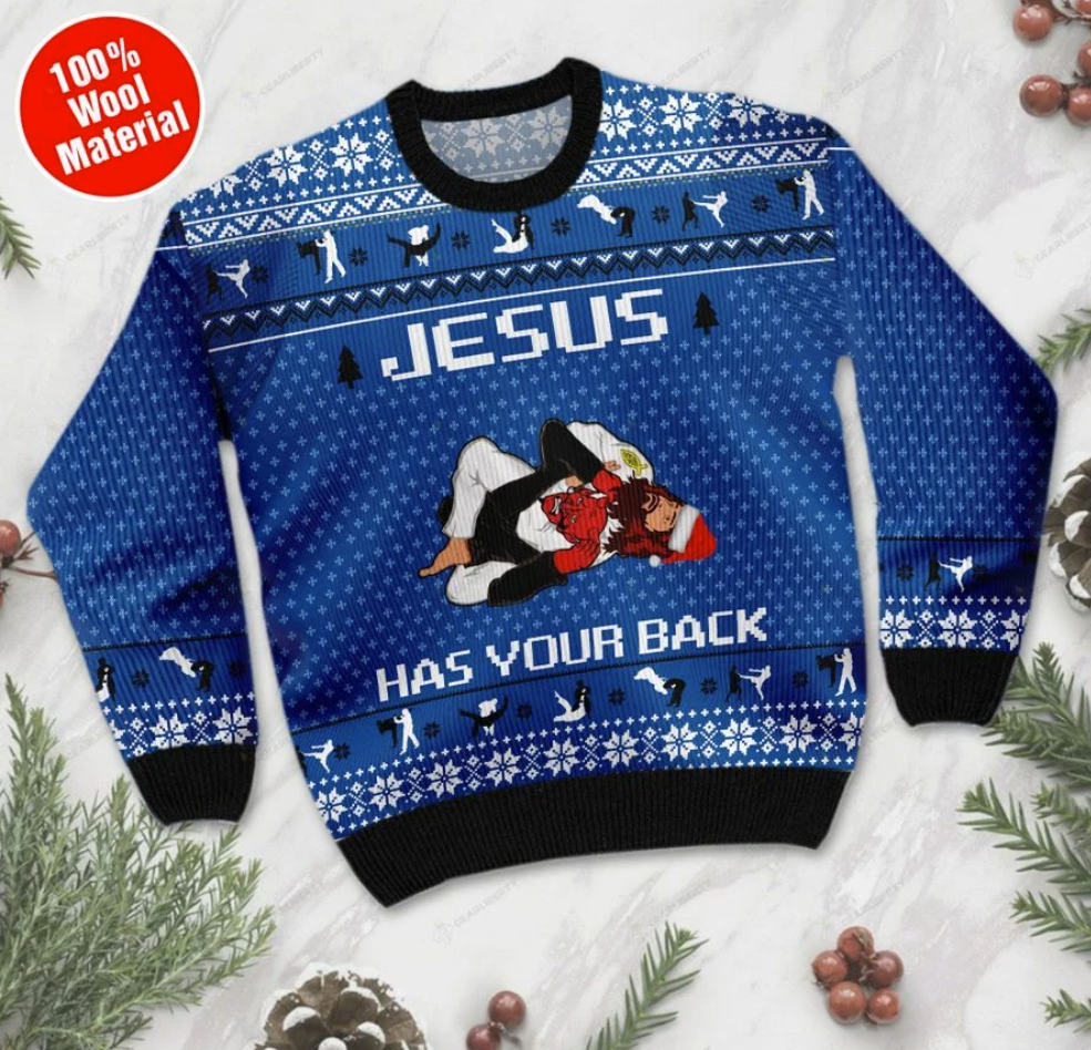 Jesus has your back ugly sweater 1