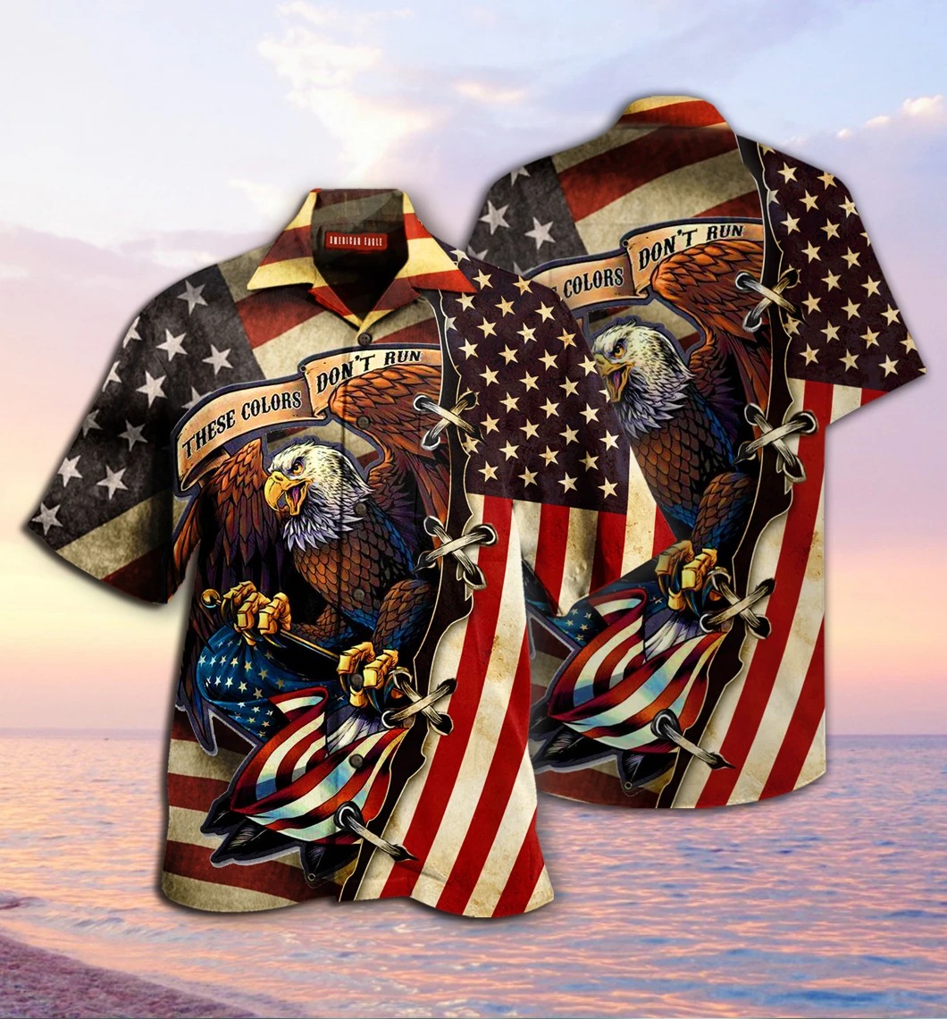 American Eagle Fly Flag Unisex Hawaiian Shirt