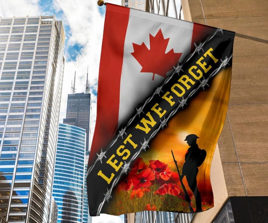 Lest We Forget Canada Flag Honor Canadian Veteran Decor Remembrance Day Gift3