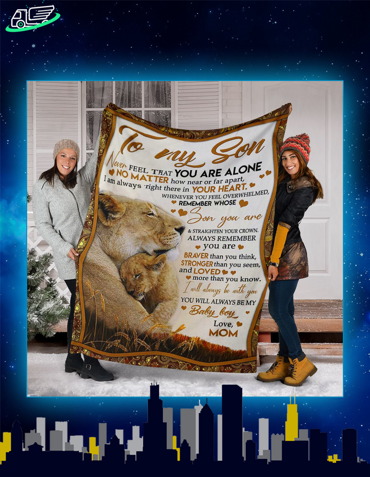 Lion to my son never feel that you are alone blanket