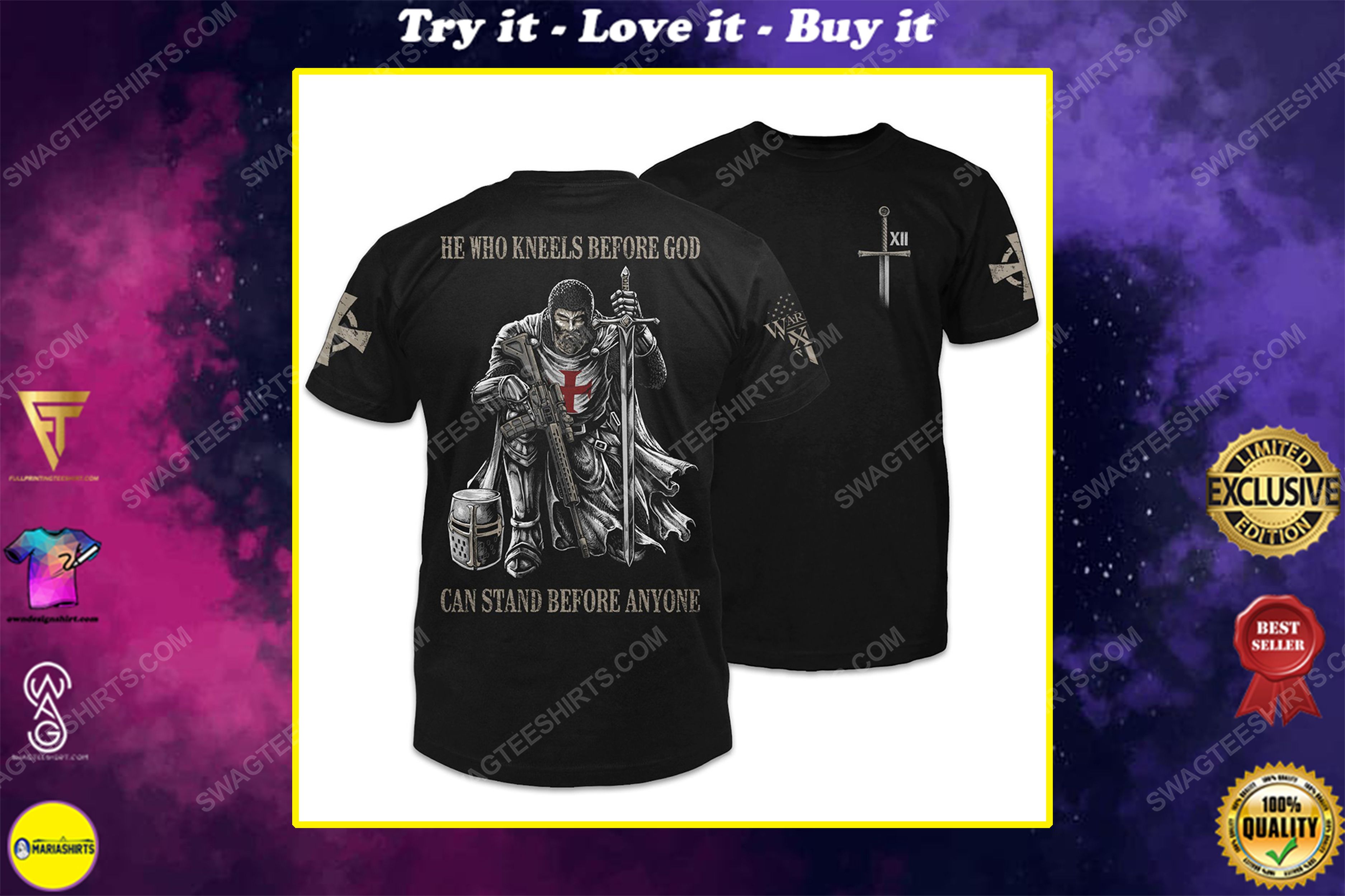 [special edition] Knight templar he who kneels before God can stand before anyone shirt – maria