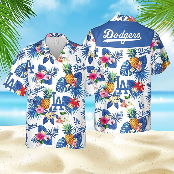 Los Angeles Dodgers Logo Pinapple Hawaiian Shirt, Short