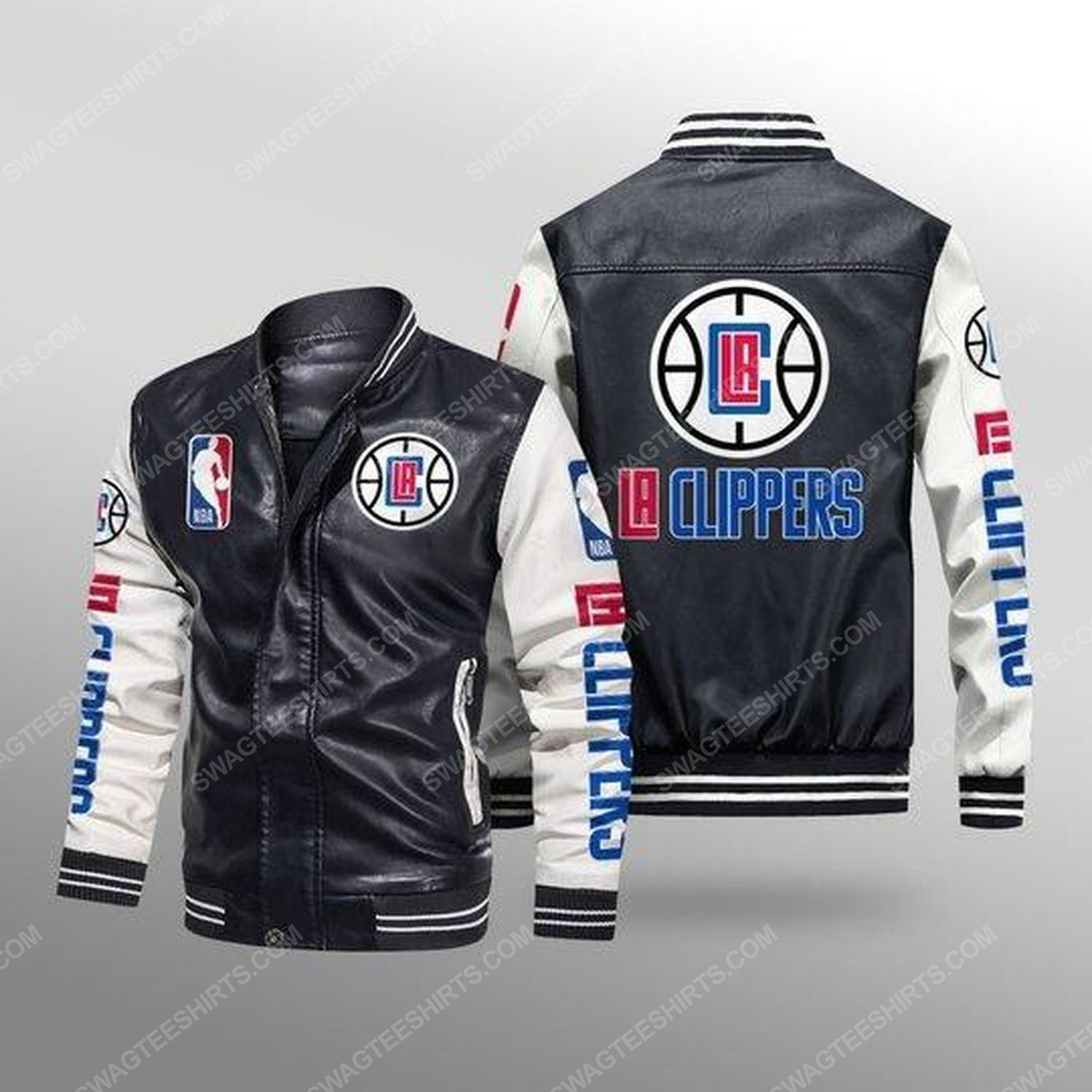 [special edition] Los angeles clippers all over print leather bomber jacket – maria