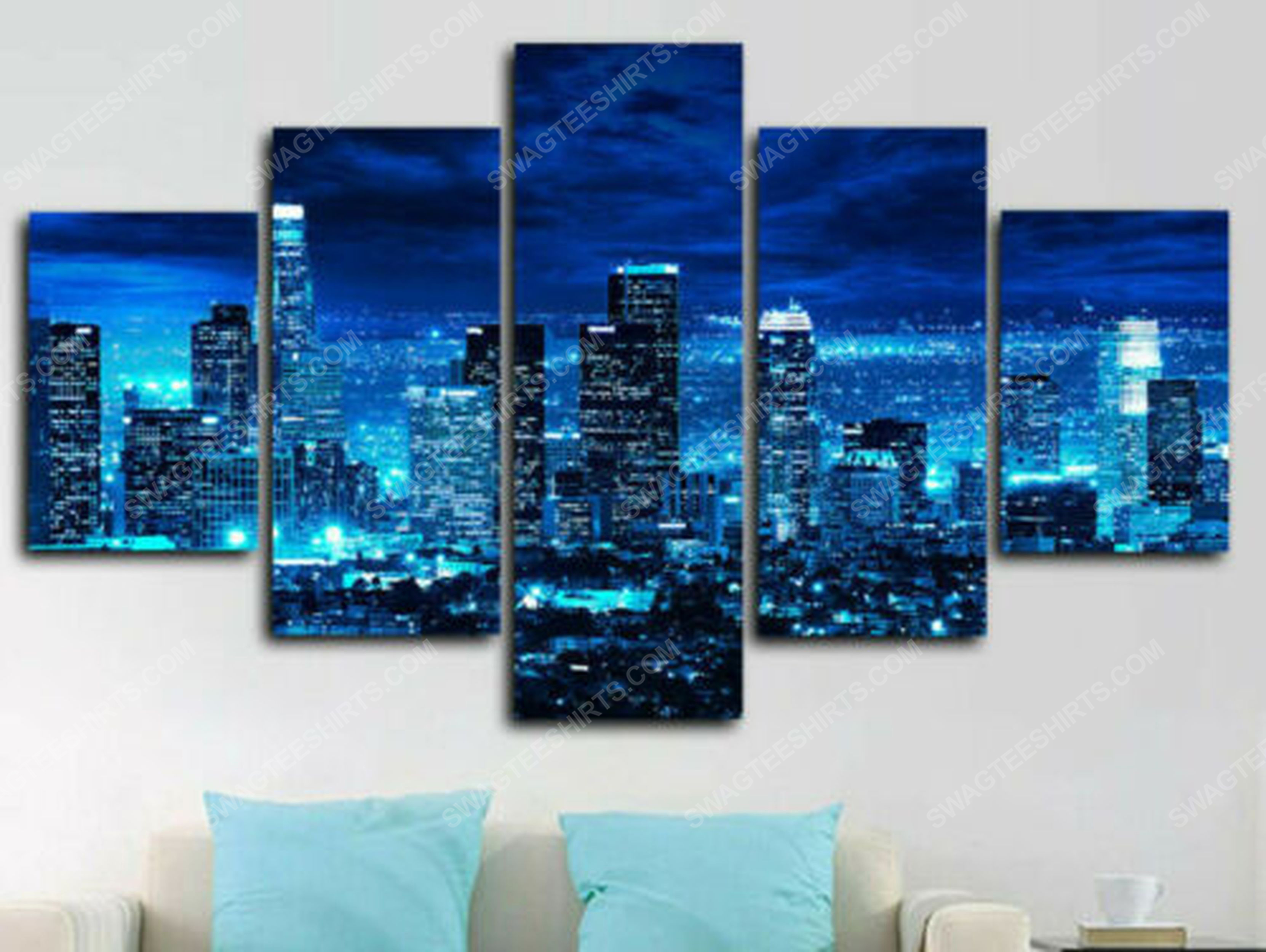 Los angeles skyline at night canvas wall art home decor 1(1)