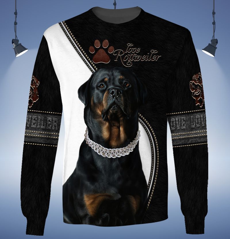 Love Rottweiler black and white 3d full print hoodie 2