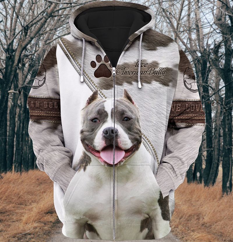 Love american bully dog 3d full print hoodie and shirts 1