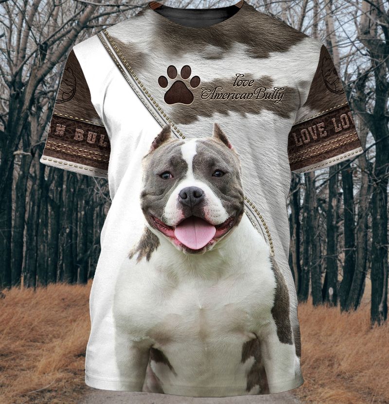 Love american bully dog 3d full print hoodie and shirts 4
