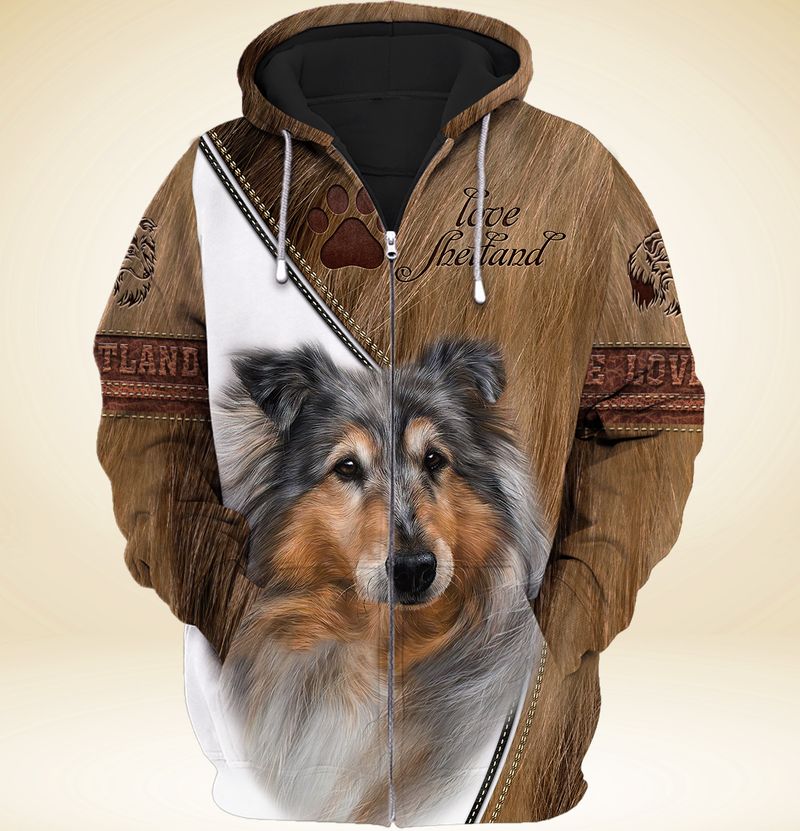 Love shetland dog 3d full print hoodie and shirts 1