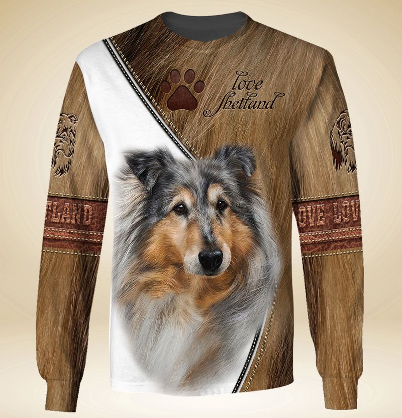 Love shetland dog 3d full print hoodie and shirts 2