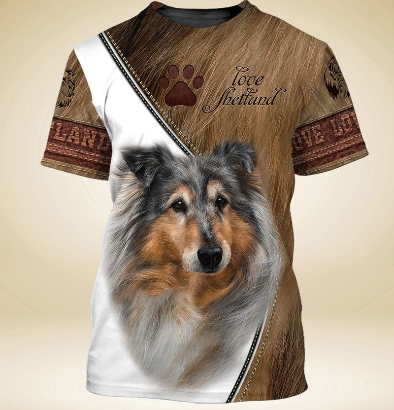 Love shetland dog 3d full print hoodie and shirts 4