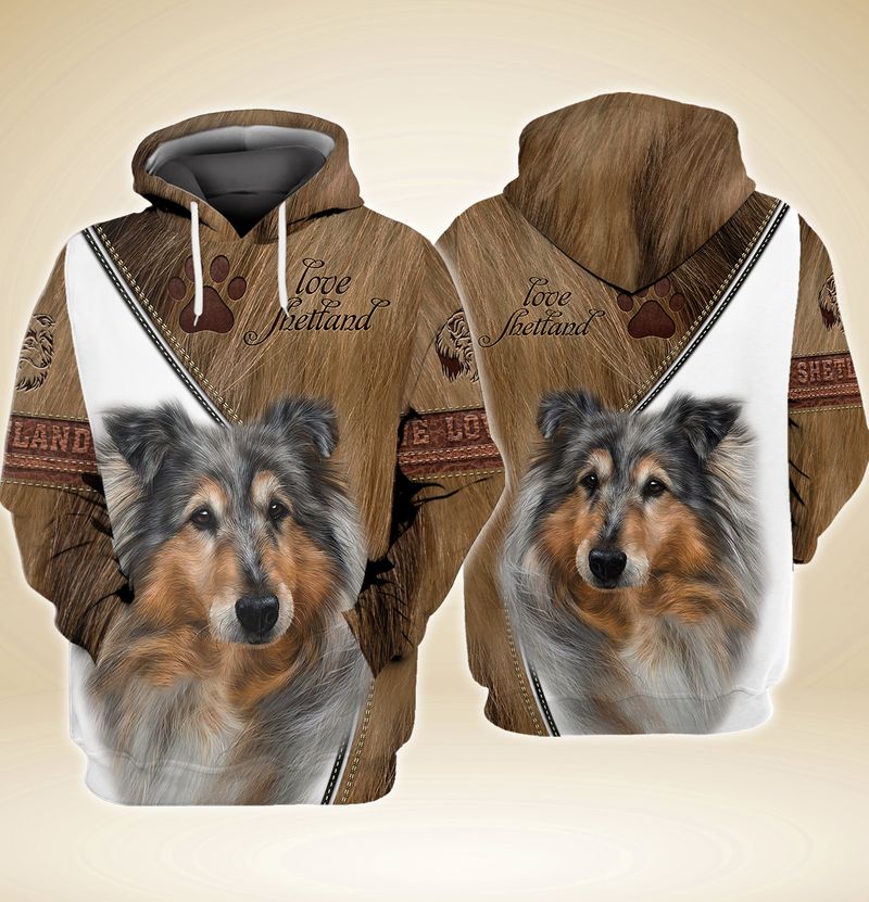 Love shetland dog 3d full print hoodie and shirts