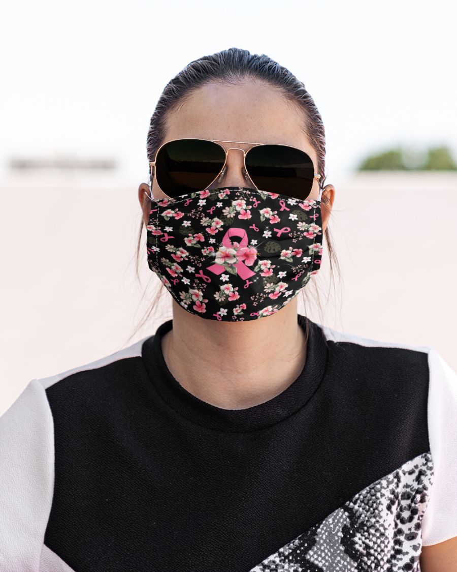 Breast cancer awareness flower face mask